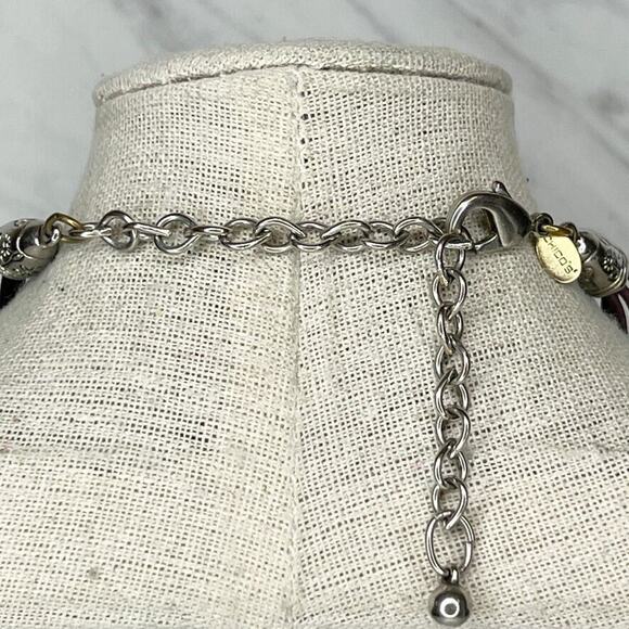 Chico's Multi Strand Leather Cord Enamel Boho Flower Pendant Necklace - Picture 5 of 9